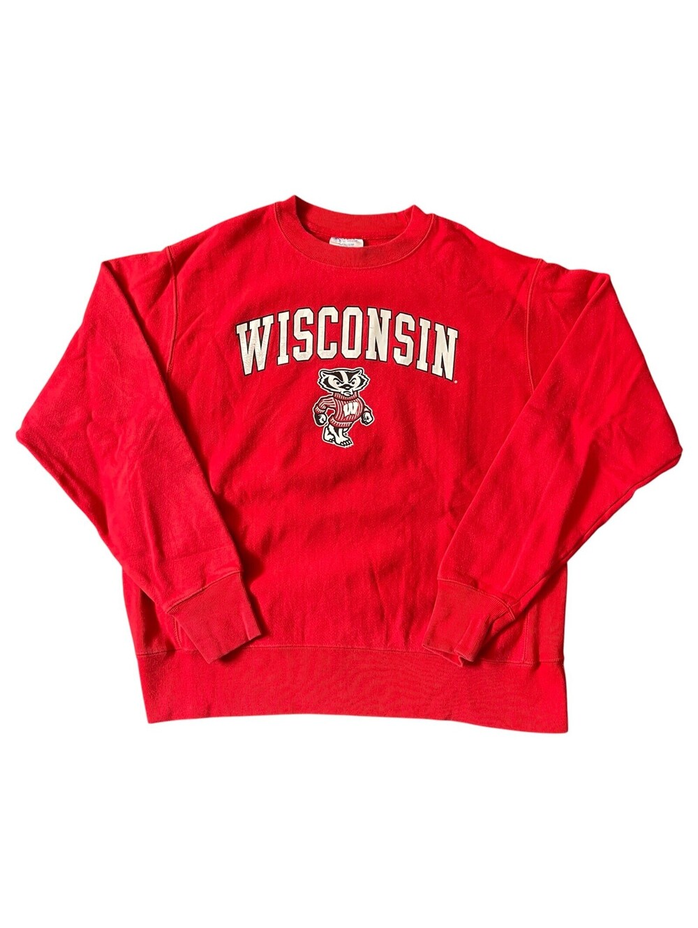 Champion Reverse Weave NCAA University Of Wisconsin Crewneck Red Mens Medium
